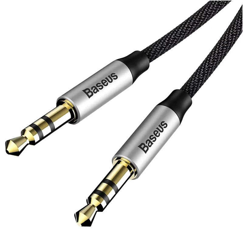 Kabel audio Baseus Yiven M30 mini jack 3,5 mm z pozłacanymi wtyczkami i nylonowym oplotem