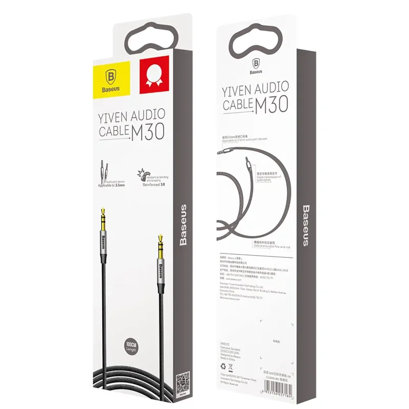Opakowanie kabla audio Baseus Yiven M30 mini jack 3,5 mm 1 m