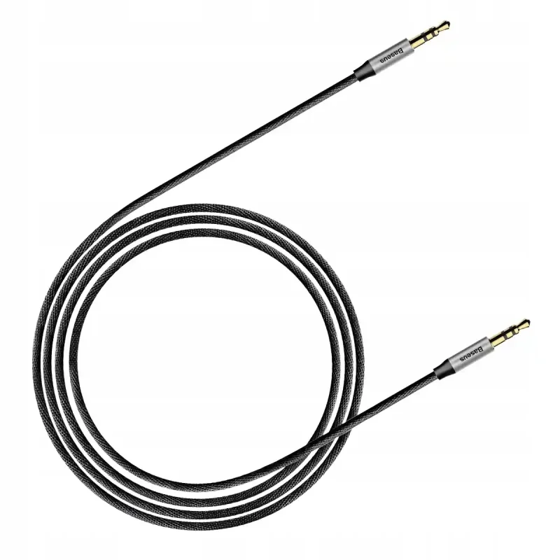 Kabel Baseus Yiven M30 mini jack 3,5 mm 1 m zwinięty na białym tle