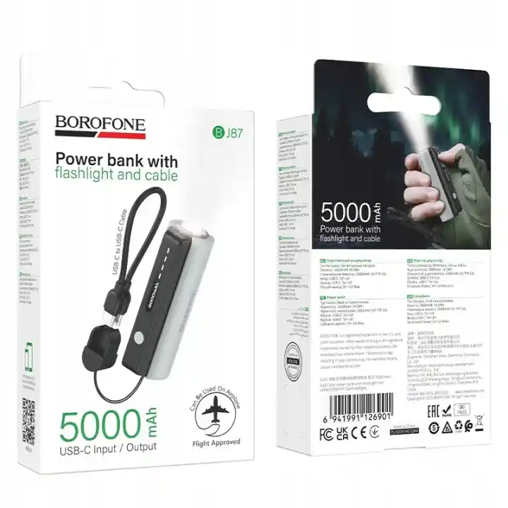 Opakowanie powerbanku Borofone BJ87 Star 5000 mAh USB-C z latarką