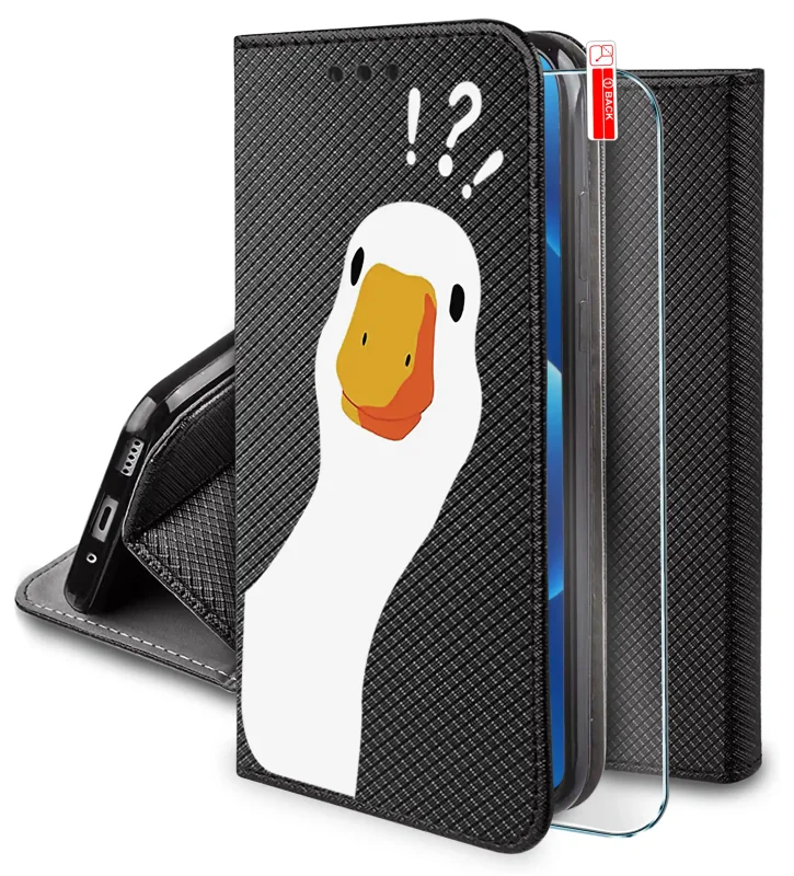 Etui z klapką do Realme 16 5G z nadrukiem gęsi i szkłem hartowanym 9H