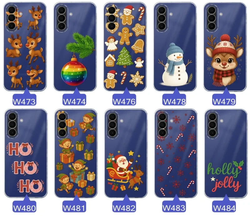 Różne wzory świąteczne i zimowe do Samsung Galaxy A27 5G: Mikołaje, śnieżynki, pierniki, renifery, elfy, grinch, choinki, napisy