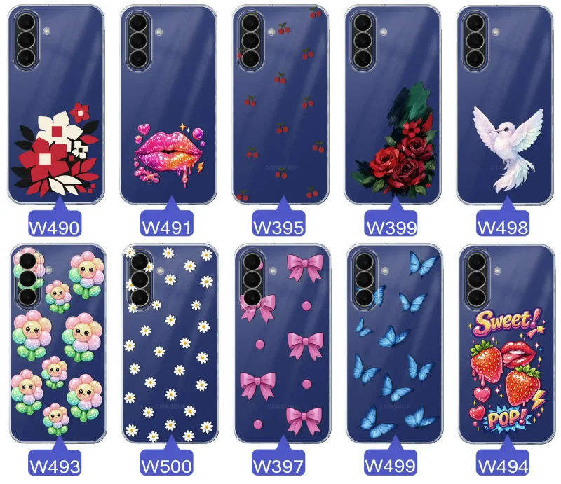 Kolekcja modnych etui z wzorami do Samsung Galaxy A27 5G: kolorowe modne wzory z kokardkami, różami, motylami, ustami, wisienkami