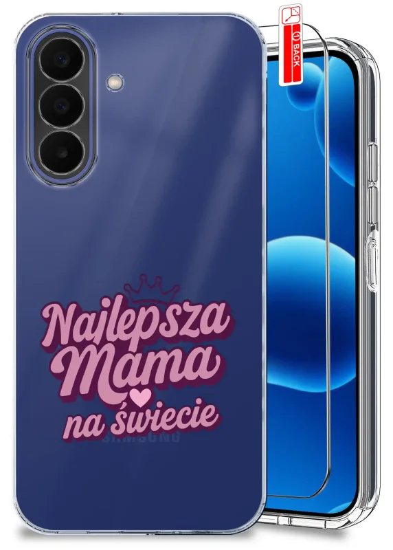 Przezroczyste etui dla Mamy do Samsung Galaxy A27 5G z napisem Najlepsza Mama na świecie oraz szkłem hartowanym 9H w zestawie