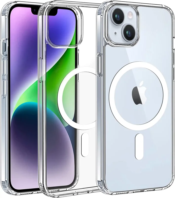 Bezbarwne etui MagSafe do iPhone 13 / 14 z przezroczystymi bokami i białym pierścieniem magnetycznym