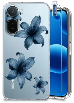 Etui do Xiaomi Redmi A7 Pro przezroczyste różne wzory wiosenne ze szkłem