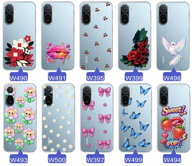 Kolekcja modnych etui z wzorami do Xiaomi Redmi A7 Pro: kolorowe modne wzory z kokardkami, różami, motylami, ustami, wisienkami