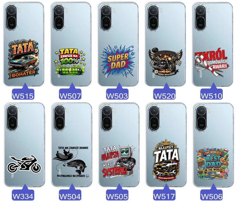 Kolekcja wzorów dla Taty i na Dzień Ojca do Xiaomi Redmi A7 Pro:  kolorowe grafiki i napisy Super Tata, Super Dad, Najlepszy Tata Na Świecie i inne