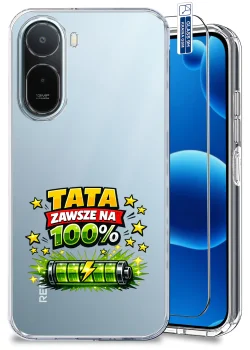 Etui do Xiaomi Redmi A7 Pro przezroczyste różne wzory dla Taty ze szkłem