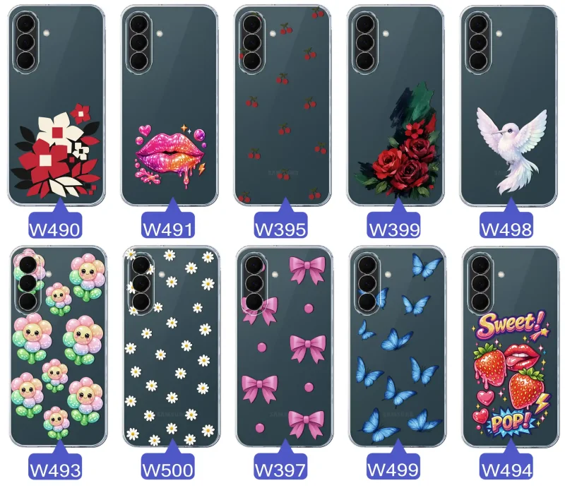 Kolekcja modnych etui z wzorami do Samsung Galaxy A37 5G: kolorowe modne wzory z kokardkami, różami, motylami, ustami, wisienkami