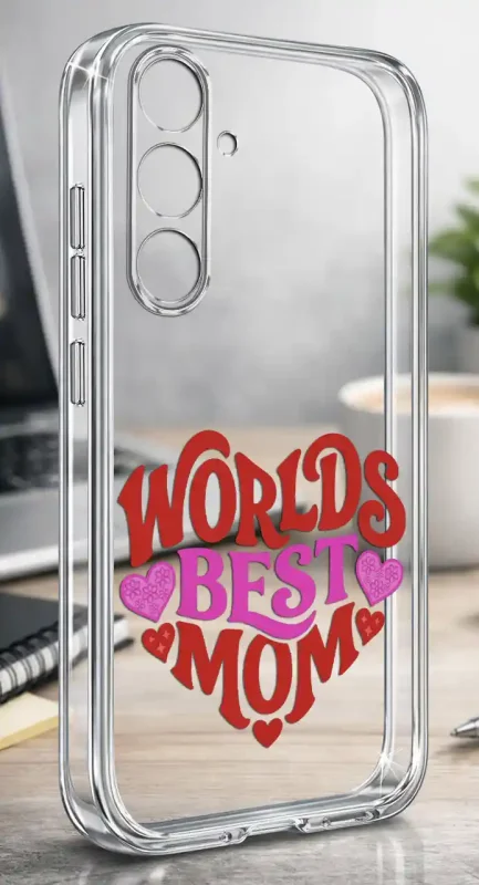 Etui dla Mamy do Samsung Galaxy A37 5G z kolorowym napisem World’s Best Mom i motywem serc