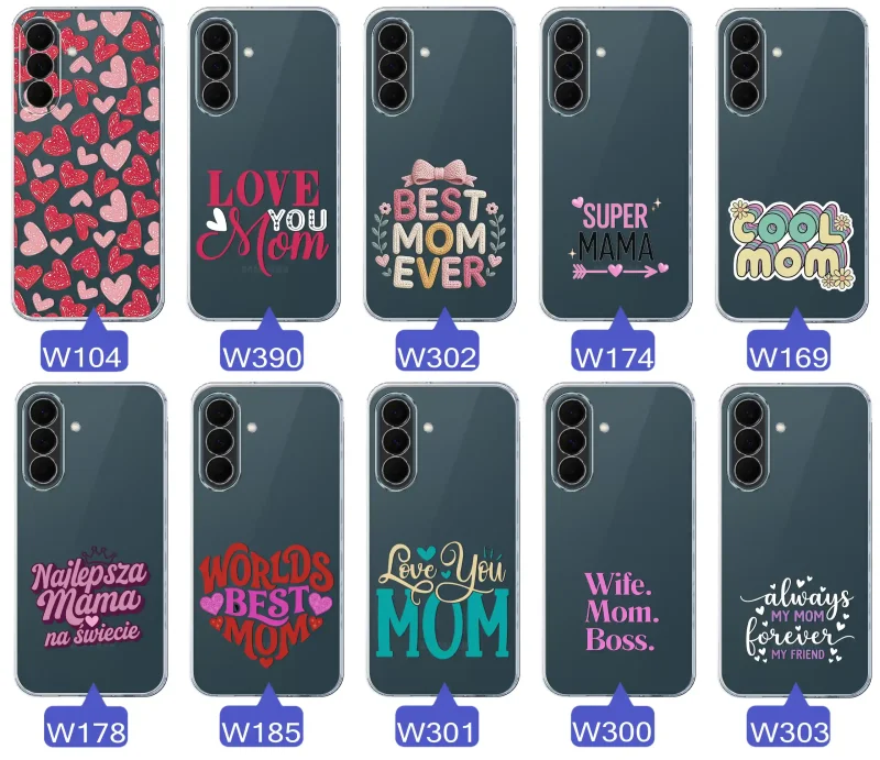 Kolekcja wzorów etui dla Mamy do Samsung Galaxy A37 5G: napisy Super Mama, Najlepsza Mama na świecie, best mom ever, cool mom, I love you mom
