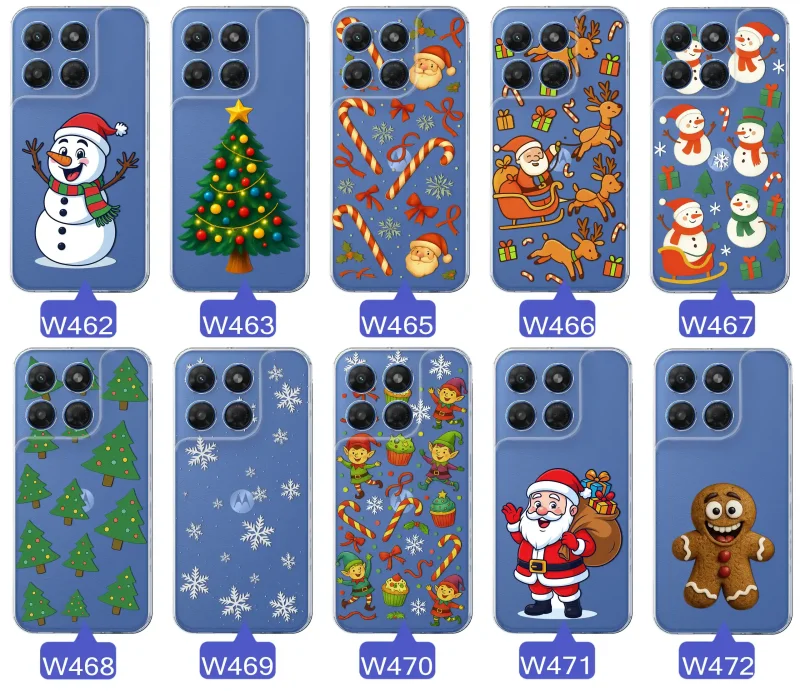 Kolekcja etui świątecznych i zimowych do Motorola Moto G37: choinki, Mikołaje, pierniki