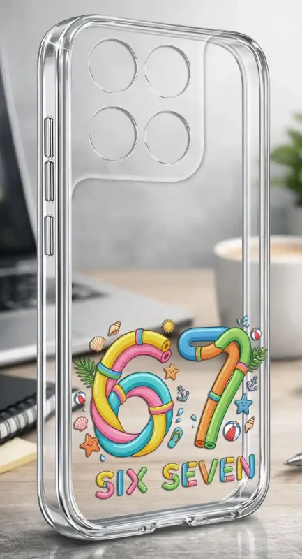 Etui z wakacyjnym wzorem 67 Six Seven do Motorola Moto G37 na przezroczystym pokrowcu z ochroną wyspy aparatów