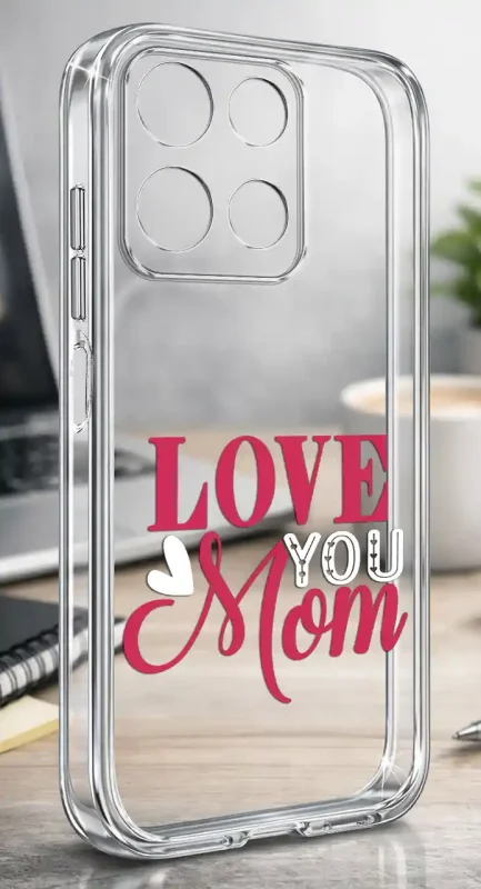 Etui z wzorem Love You Mom do Motorola Moto G15 / G17 / Power na przezroczystym pokrowcu z osłoną wyspy aparatów