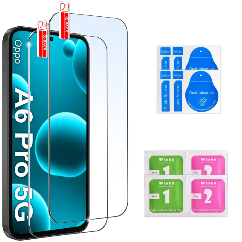 2 szkła hartowane 9H do Oppo A6 Pro 5G i zestawy do montażu