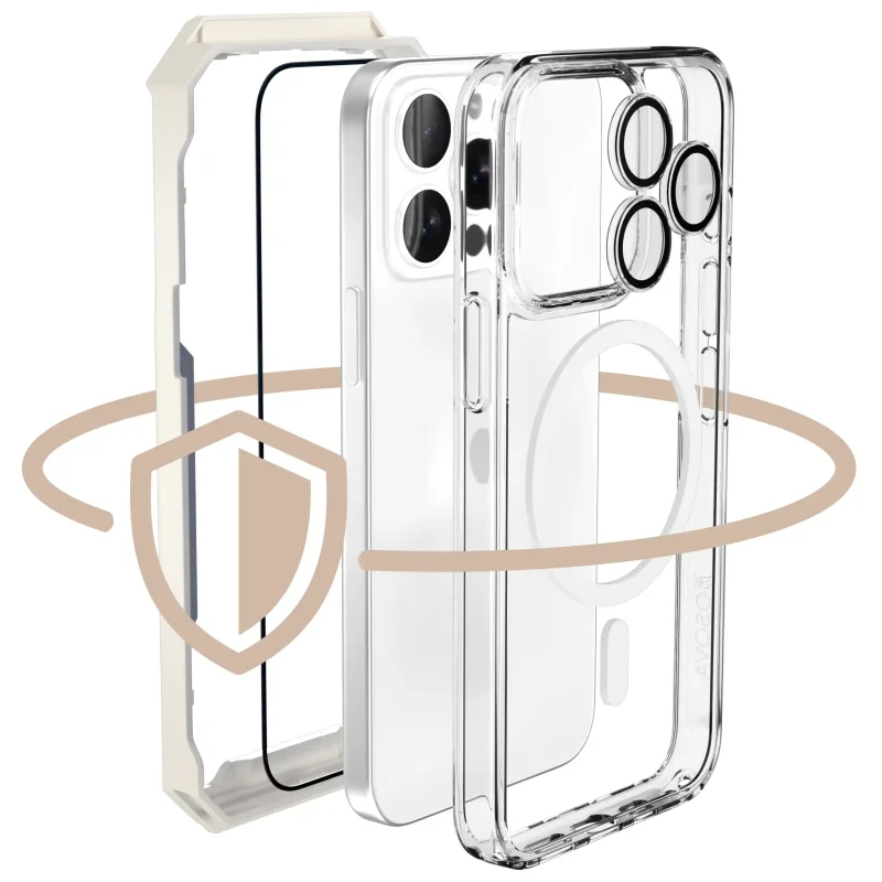 Etui Magnetic Clear z MagSafe do iPhone 16 Pro ze szkłem prywatyzującym i ochroną obiektywów aparatu