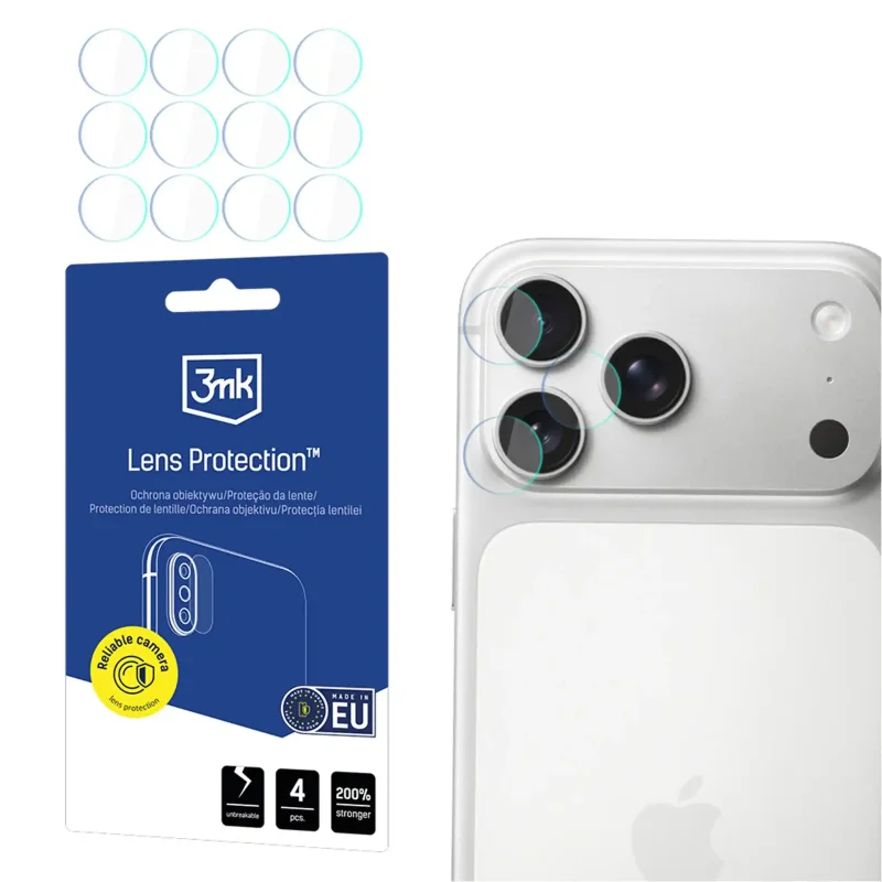 Szkło hybrydowe 3MK do iPhone 18 Pro / 18 Pro Max na tył aparatu zestaw 4 sztuk