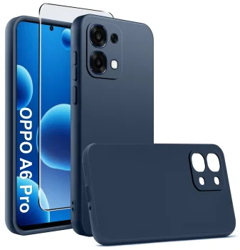 Etui do Oppo A6 Pro 5G granatowe matowe ze szkłem