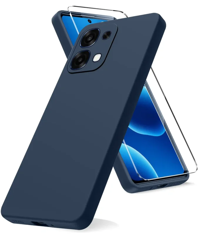 Elastyczne etui do Oppo A6 Pro 5G w kolorze granatowym z matową powierzchnią ograniczającą ślady palców