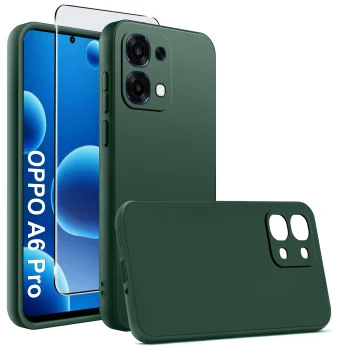 Etui do Oppo A6 Pro 5G zielone matowe ze szkłem