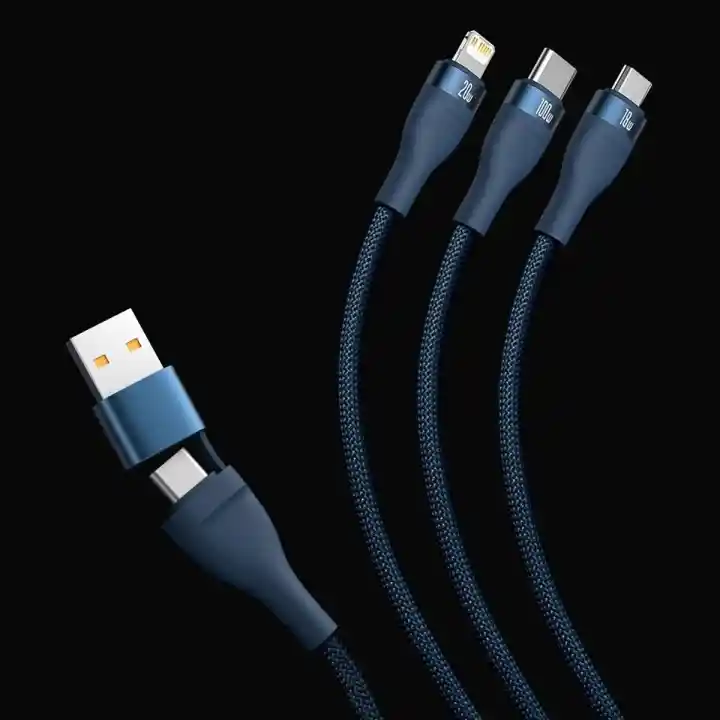 Kabel Baseus 3w1 z adapterem USB-C na USB-A oraz końcówkami Lightning, USB-C i micro USB