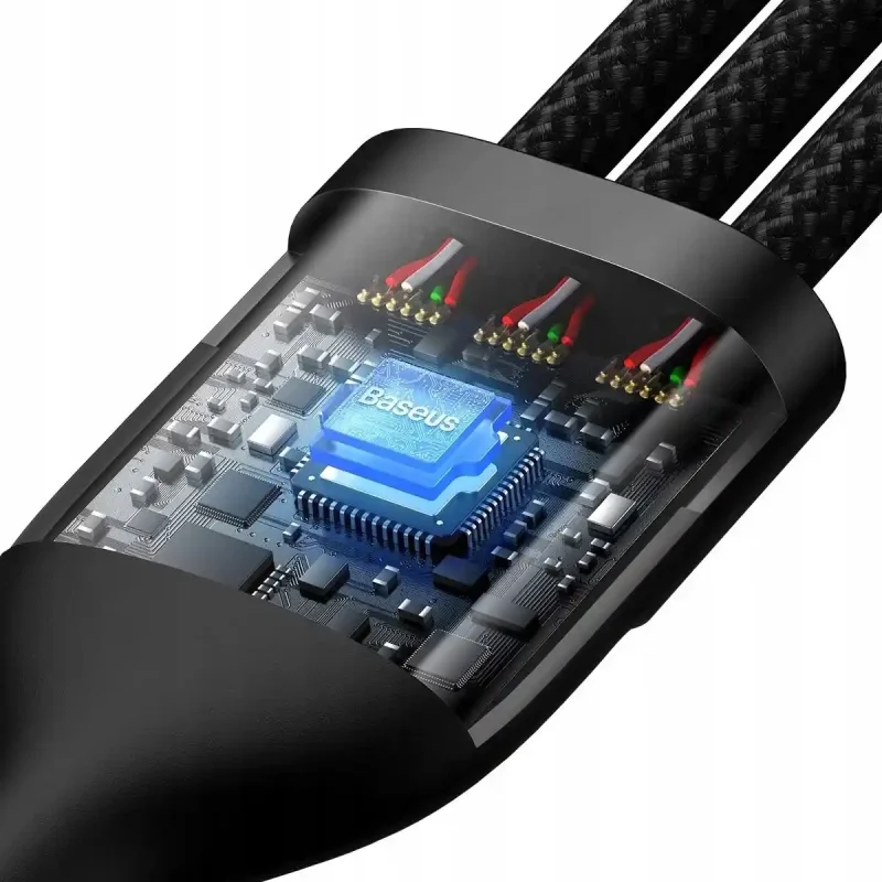 Układ elektroniczny kabla Baseus 3w1 odpowiadający za zarządzanie zasilaniem podczas ładowania