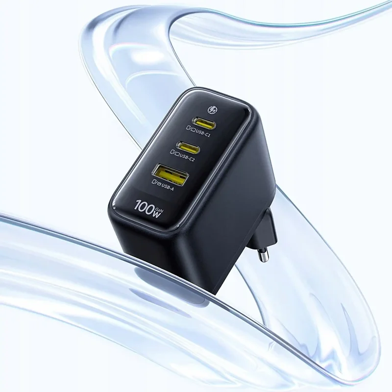 Ładowarka Baseus 100W z portami USB-C1, USB-C2 i USB-A do ładowania trzech urządzeń