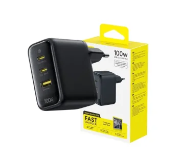 Szybka ładowarka sieciowa Baseus GAN 100W 2x USB-C 1x USB-A czarna