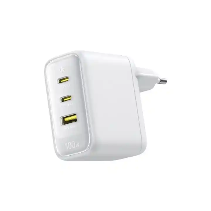 Biała ładowarka sieciowa Baseus EnerFill FE22 GaN 100W z 2 portami USB-C i 1 portem USB-A
