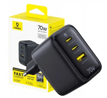 Szybka ładowarka sieciowa Baseus GAN 70W 2x USB-C USB-A