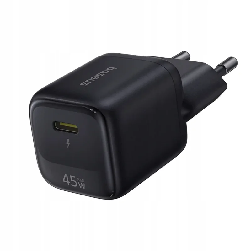 Czarna szybka ładowarka Baseus Enerfill FN22 45W z pojedynczym portem USB-C