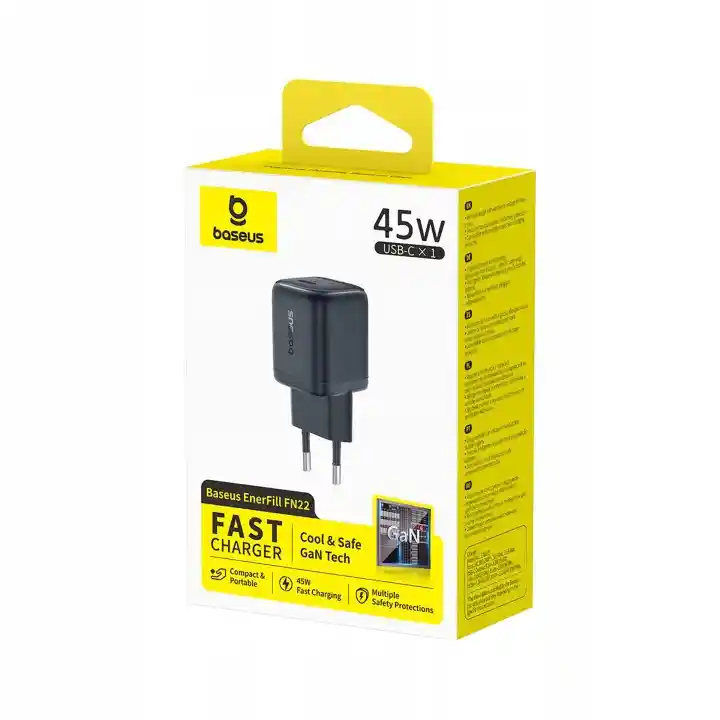 Oryginalne opakowanie ładowarki Baseus Enerfill FN22 GaN 45W USB-C