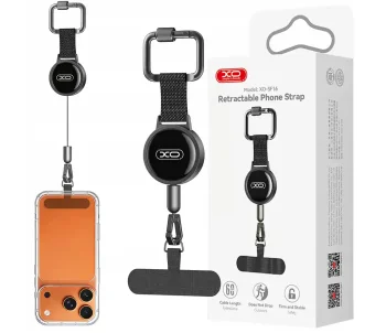 Smycz antykradzieżowa do telefonu 60 cm zawieszka brelok czarna