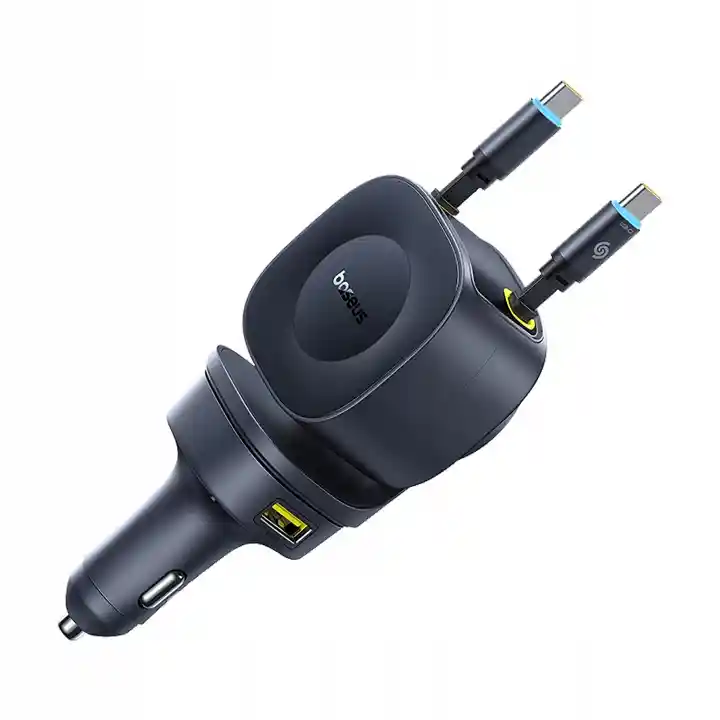 Ładowarka samochodowa Baseus PrimeTrip VR2 Max z dwoma przewodami USB-C oraz portami USB-C i USB-A