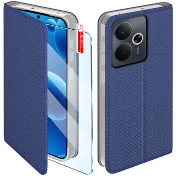 Etui do Realme 14T 5G granatowe zamykane ze szkłem