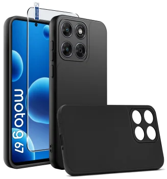 Etui do Motorola Moto G67 5G / G77 5G czarne matowe ze szkłem