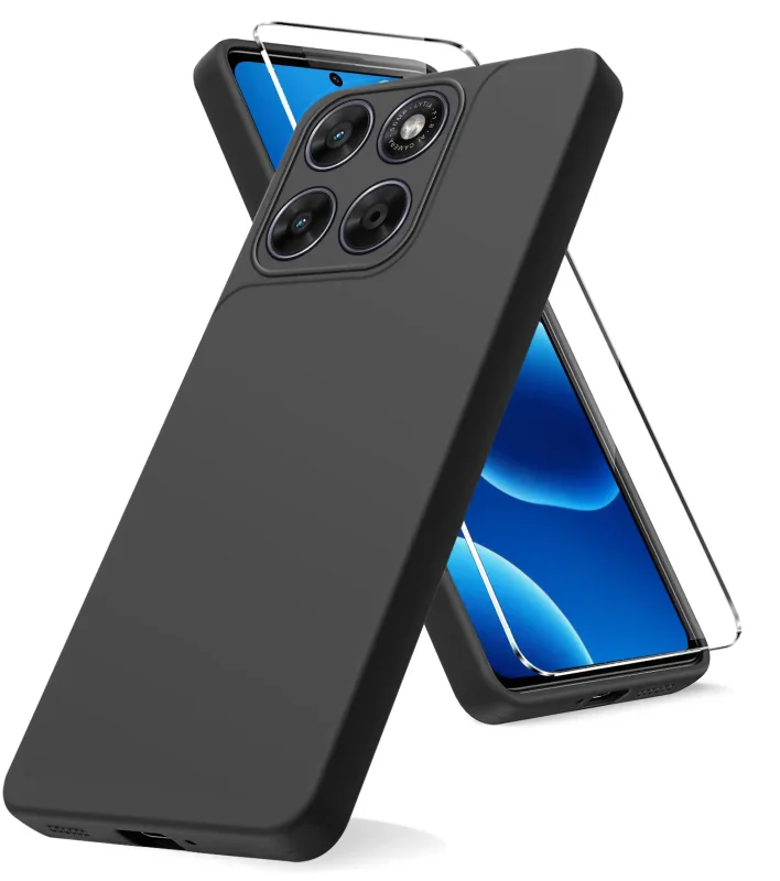 Elastyczne etui do Motorola Moto G67 5G / G77 5G w kolorze czarnym z matową powierzchnią ograniczającą ślady palców