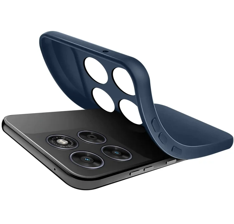 Elastyczne granatowe etui do Motorola Moto G67 5G / G77 5G z osłoną wyspy aparatów