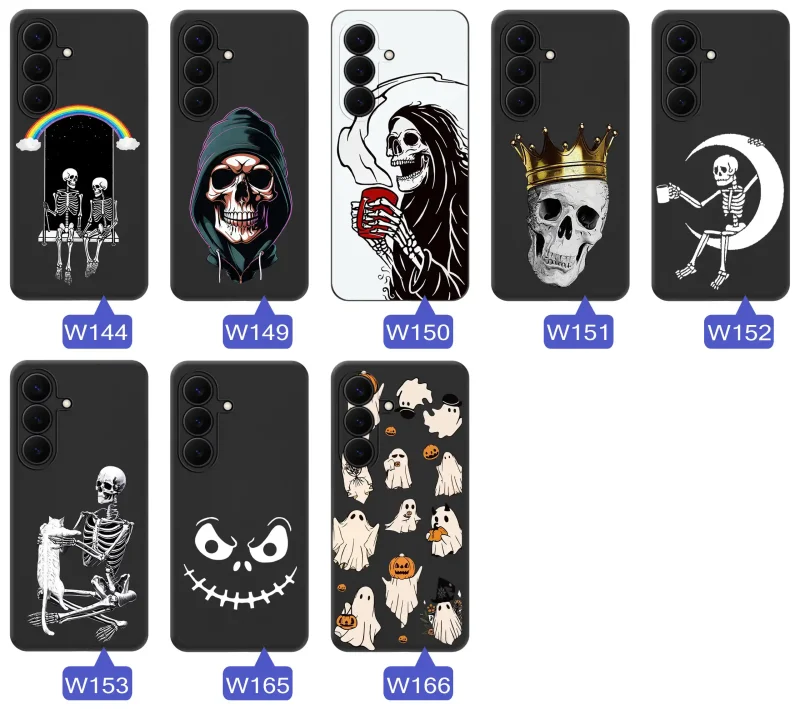 Kolekcja wzorów etui Halloween do Samsung Galaxy S26 FE z nadrukami duchów, dyń, czaszek, szkieletów i mrocznych postaci