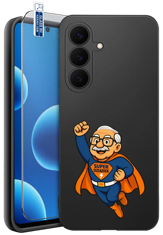 Etui dla Dziadka do Samsung Galaxy S26 FE z nadrukiem Super Dziadek i szkłem hartowanym 9H