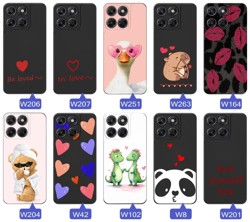 Kolekcja walentynkowych etui do Motorola Moto G67 5G / G77 5G: różne wzory z sercami i napisami love