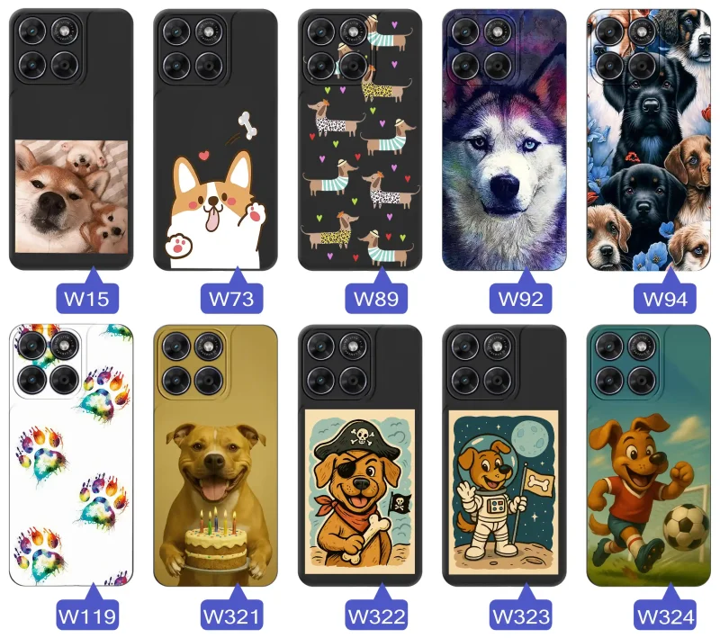 Kolekcja etui z psem do Motorola Moto G67 5G / G77 5G: wzory z szczeniakami, husky, jamnikiem, buldogiem, psimi łapkami