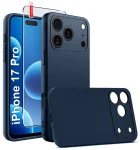 Etui do iPhone 17 Pro / 18 Pro granatowe matowe ze szkłem