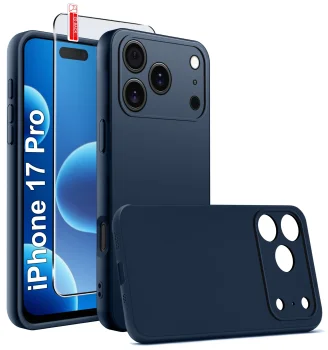 Etui do iPhone 17 Pro / 18 Pro granatowe matowe ze szkłem