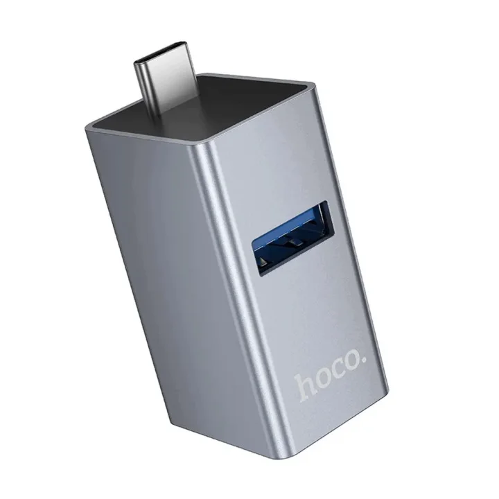 Srebrny hub Hoco HB54A USB-C 3w1 z widocznym portem USB 3.0 i wtykiem USB-C