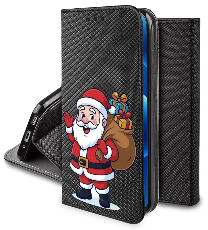 Świąteczne etui z klapką do Motorola Edge 70 Pro 5G z wzorem Świętego Mikołaja