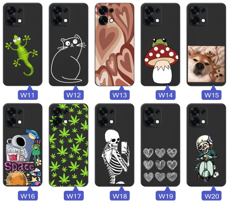 Różne motywy etui do Oppo A6 Pro 5G: szkielety, psy, koty, kosmos