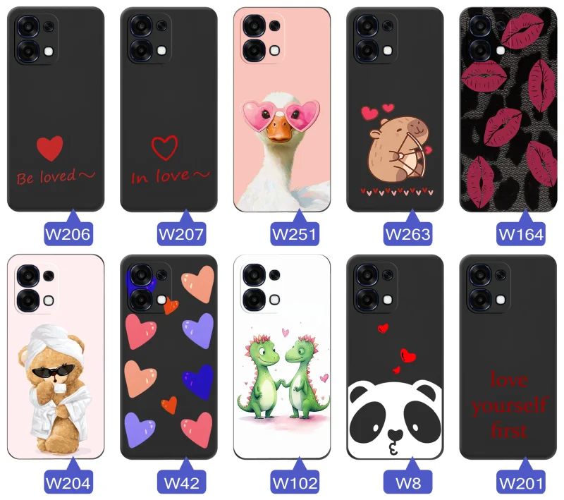 Kolekcja walentynkowych etui do Oppo A6 Pro 5G: różne wzory z sercami i napisami love