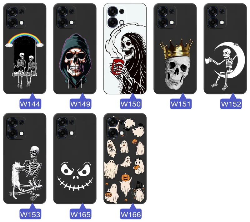Kolekcja wzorów etui Halloween do Oppo A6 Pro 5G z nadrukami duchów, dyń, czaszek, szkieletów i mrocznych postaci